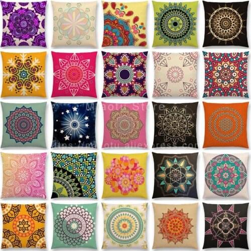 New Dreamy Nature Lovely Flower Soul Mandala Crown Chakra Floral Pattern Design Prints Colorful Cushion Cover Pillow Case