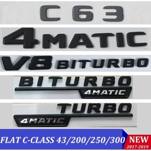 Black Flat W204 W205 Emblem Sticker C63 C200 C250 C300 4MATIC Auto Car Letters Trunk Rear Star Emblema CLA For Mercedes Benz AMG