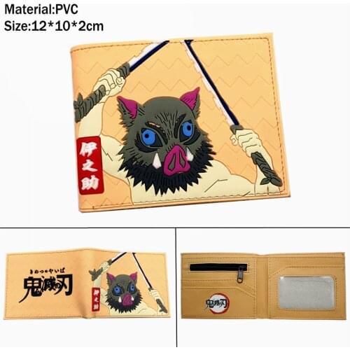Bifold Wallet Demon Slayer Pu Photo Card Holder Boys Girls Zip Short Coin Pocket Purses Teenger Unisex Casual Moneybag