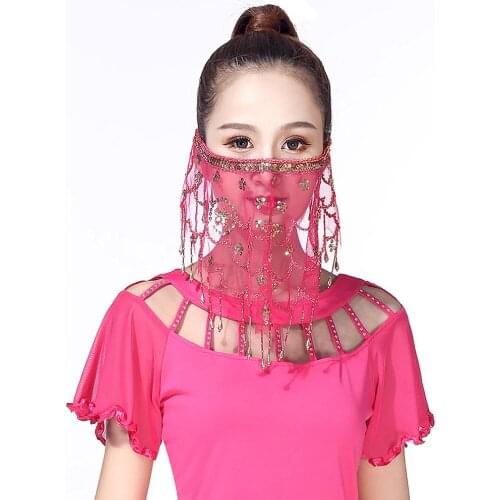 New Women Indian Belly Dance Veil 1Pc Tribal Belly Dance Sequins Veils belly Dance Accessories Veil 7 Colors Available