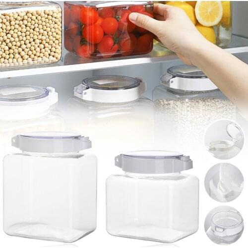 Airtight Food Storage Container Pop Up Lid Kitchen Refrigerator Pantry Organization Transparent Sealed Canisters Supplies