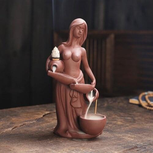 Tart Warmer Mermaid Backflow Incense Fountain Ceramic Incense Burner Smoke Waterfall Room Decoration Best for Valentines Gifts