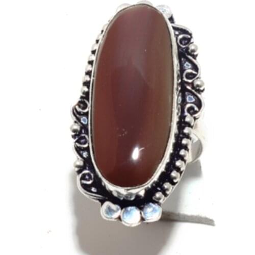 Genuine Jasper Ring Silver Overlay over Copper , Hand Made Women Jewelry gift , R6576 , Size: 7