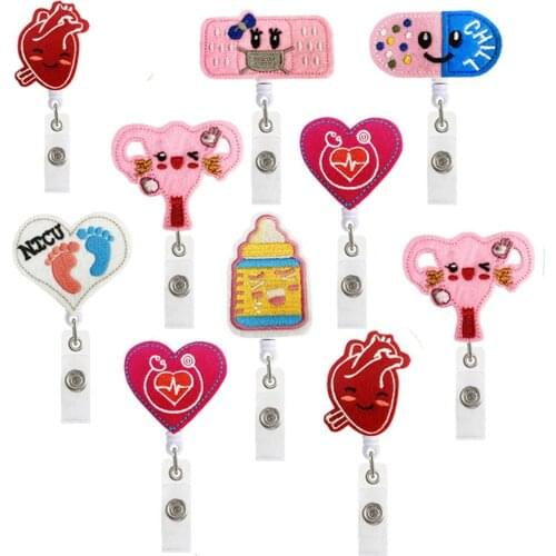 7 Color CreativeCute Retractable Nurse Badge Reel Clip Badge Holder Students Doctor ID Card Holder Key Chain