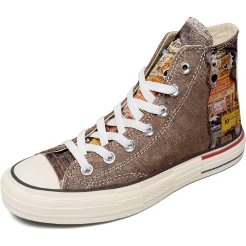 Print On Demand Sneakers Drop Shipping Sneakers High Top Lace-up Classic Casual Brown Unisex Vulcanized Shoes Animal Prints