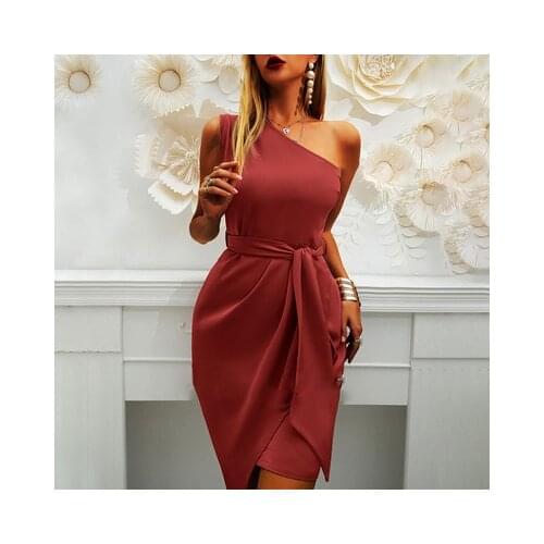 Summer Fashion New Womens Solid Color Sleeveless Strapless Irregular Bandage Party Dress Lady Mini Dress