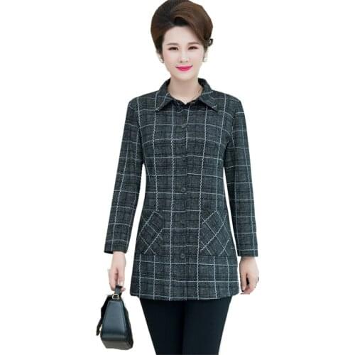 Top selling product in 2020 Large size clothing for women Windbreaker lattice coats autumn tops Middle age women clothes 04