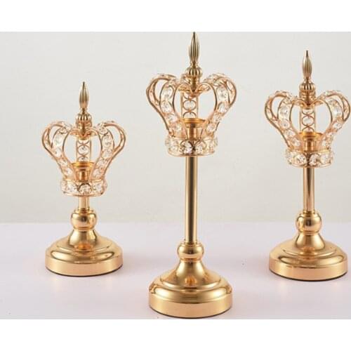 Crystal Tealight Candle Coffee Dining Table Metal Candlesticks Stand