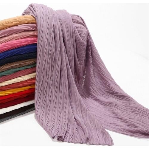 Malaysias New Pearl Chiffon Pleated Baotou Scarf Fashion Leaves Creased Monochrome Scarf Msl072