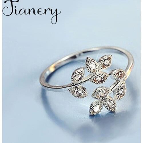 Charming Open Zircon Leaf Ring for Women Vintage Boho Party Rings Gothic Punk Jewelry Gifts for Girls 2021