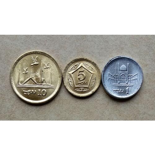 Pakistan 1 Set 3 Pieces Pakistan Coins Old Original Coin Collectible Edition Real Rare Commemorative Random Year