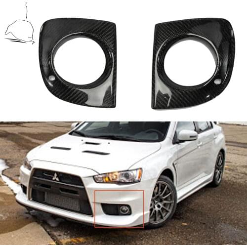 For Mitsubishi Lancer Evolution X EVO EX 10th Dry Carbon Fiber Front Fog Lamp Cover Frame Retrofit Tuning Car Accessories