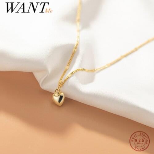 WANTME 925 Sterling Silver Sweet Romantic Love Heart Pendant Clavicle Necklace Women Minimalist Chain Friendship Jewelry Gift