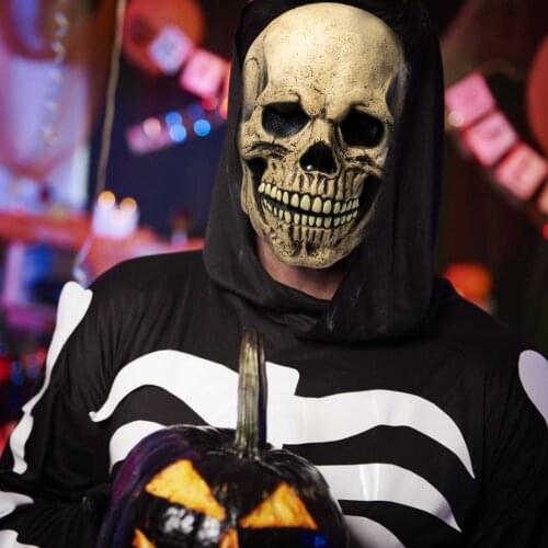 Movable Jaw Full Head Skull Mask Halloween Decoration Horror Helmet Scary Mask Masquerade Holiday Party Decoration 2021 Gift