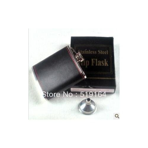 Hot selling Portable 6OZ Liquor PU Cover Hip Flask Wine Pot Flagon with Funnel