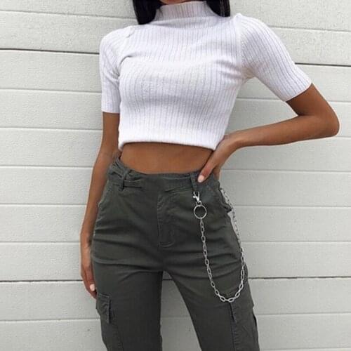 Casual Basic White Crop Tops T Shirt Elegant Short Sleeve Woman Tshirt High Street Tees Ladies Summer Streetwear