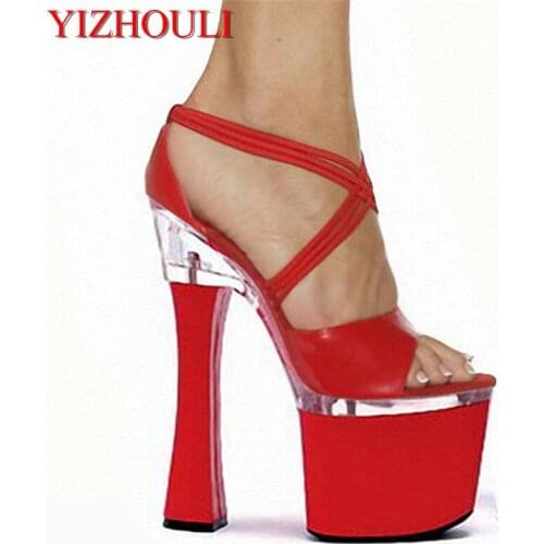 Fees Professional Customize Bride Comfortable Thick Heel 18cm High Heel Shoes Sandals Spool Heels 7 Inch High Heels