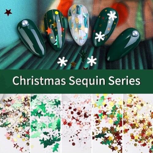 Christmas Winter Nails Snowflake Nail Sequins Metal Acrylic Glitter Nail Art Manicure Tips Snow Flower Decoration Accessories