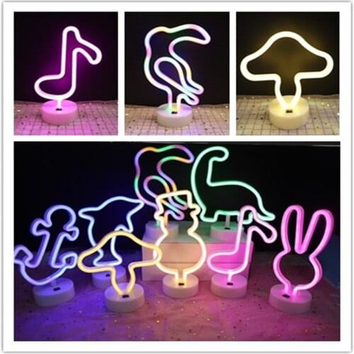 Christmas Gift LED Neon Light Rabbit Snowman Mushroom Sign Neon Lamp for Party Wedding Bedroom Home Decor Night Lamp USB/Battery