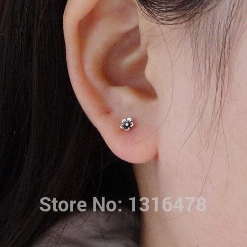 925 Sterling Silver Earring Stylish Simplicity Flower Daisy Bow Leaf Stud Earring Trend Pretty Sweet Woman Girl Ear Jewelry