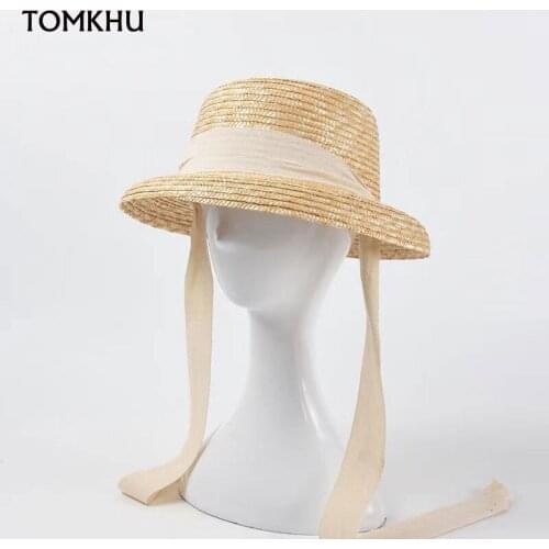 French Elegant Ribbon Lampshade Natural Straw Hats For Women Summer Sunshade Beach Hepburn Style Retro Fedora Kentucky Derby Hat