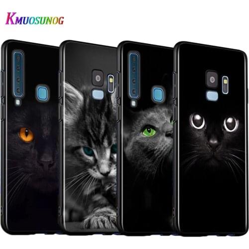 Cute Black Cat Staring Eyes Silicone Cover For Samsung Galaxy A9 A8 A7 A6 A6S A8S Plus A5 A3 Star 2018 2017 2016 Phone Case