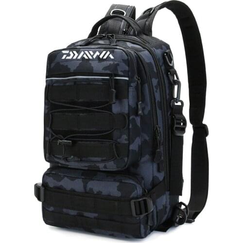 Dawa Fishing Tackle Bag Backpack Tactical Waterproof Multifunctional Single Shoulder Military Bag Pack Chest Bag for Fishing