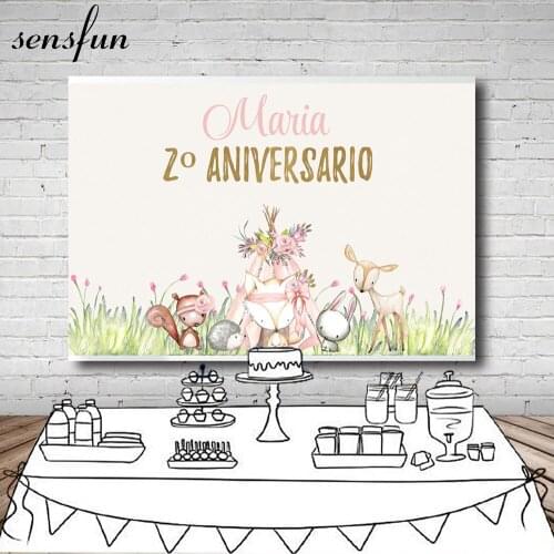 Sensfun Newborn Baby Shower Photography Backdrop For Kids Cartoon Rabbit Fox Backgrounds Photocall Vinyl