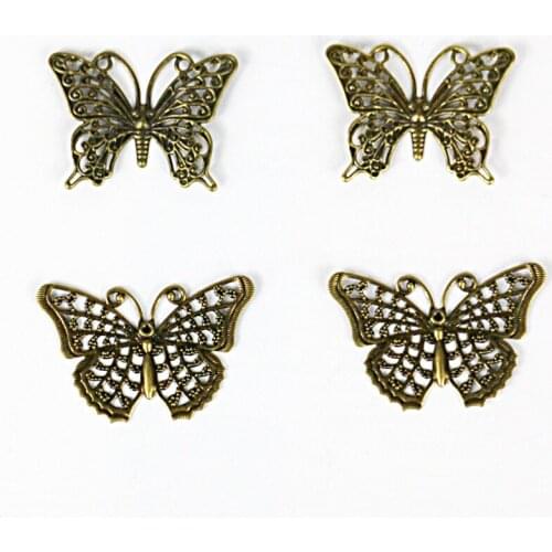 Vintage bronze material butterfly curved handmade DIY home embellishment 10pcs/lot