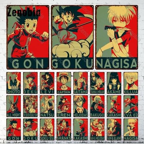 Vintage Cartoon Metal Sign Plate Famous Anime Roles Metal Sign Tin Plate for Kids Room Wall Stickers Metal Posters Home Decor
