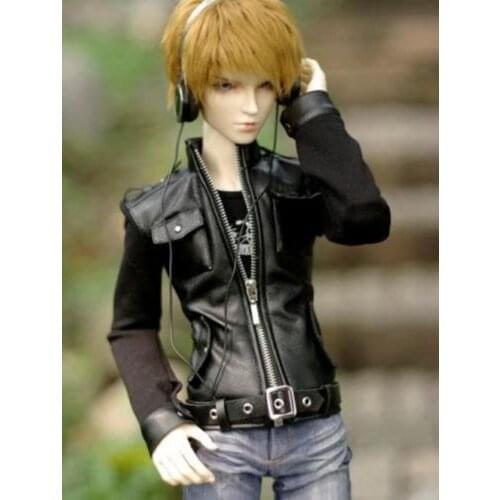 [wamami] 770# Black Leather Jacket Coat Outfit SD DZ 1/4 MSD 1/3 SD DZ SD17 DZ70 BJD Dollfie