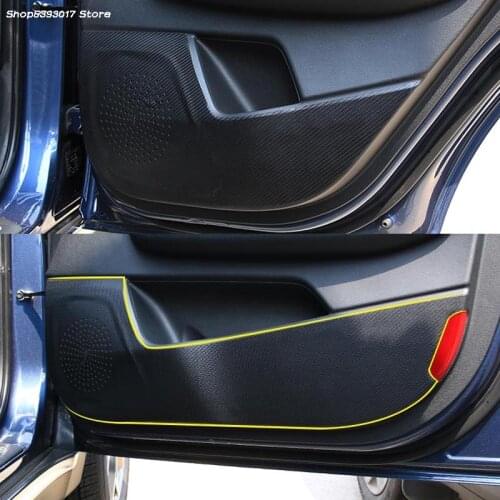 Car Door Anti-Kick Pad Carbon Fiber Leather Door Protection Film Stickers For Kia Sportage QL 2016 2017 2018 2019 2020 2021