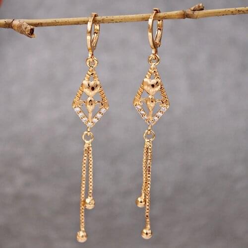 Fashion Luxury Drop dangle Earrings Women 's earrings Trendy Fashion Gold heart Earrings for womens white Zircon Jewerly gift