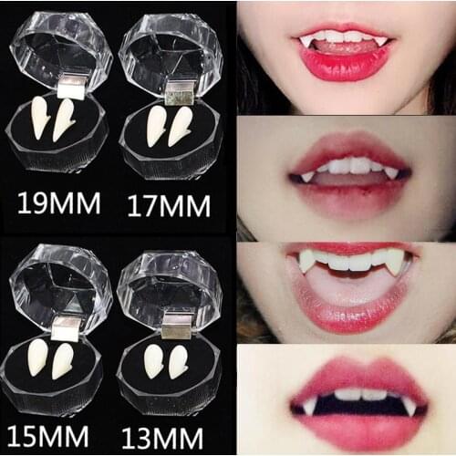 1Pairs 4 Size Vampire Teeth Horror Halloween Costume Props Fangs Dentures Props Cosplay Masquerade Party Decoration Fake Teeth