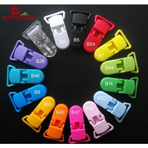 100PCS 20mm KAM Brand Plastic Clips Transparent Pacifier Clip Soother Holder for Baby Pacifier Suspender Clips 15 Colors