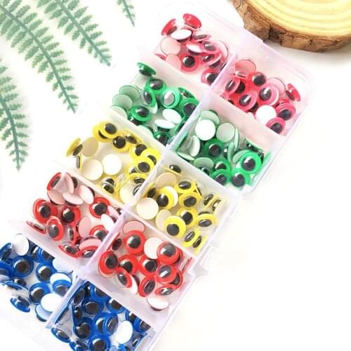 200pcs 8mm Doll eyes Colorful Mixed color Googly Eyes Multicolor Round Plastic Wobbly Eyes DIY Toy Dolls Scrapbook