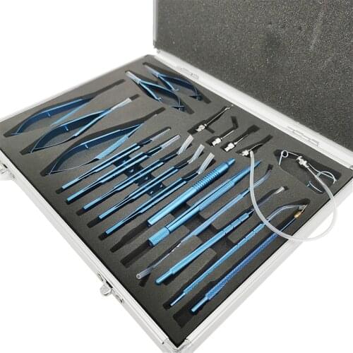 21Pcs/set Micro Tweezers Scissors Cataract Ophthalmic Needle Holder Eye Instrument