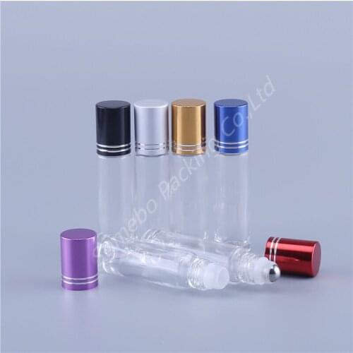 300pcs 10ML Transparent Thick Glass Roll On Essential Oil Empty Parfum Roller Bottles For Massage Oil Use With Glass Roller Ball