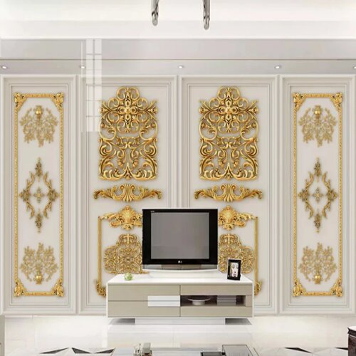 European Style 3D Stereo Gold Embossed Flowers Mural Wallpaper Living Room TV Sofa Bedroom Luxury Home Decor Wall Paper For Wall