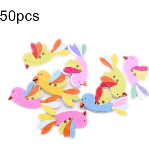 50Pcs Bird Shape Wooden Button 2 Holes Baby Kids Clothing Sewing Scrapbooking DIY Accessories Patchwork Craft Sewing Tools