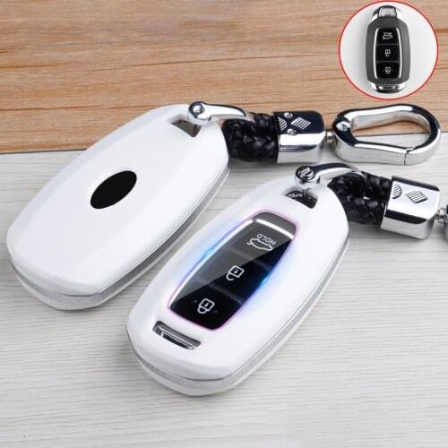 ABS Carbon Fibe Smart Car Key Case Full Cover Protect Case For Hyundai Santa Fe TM 2019 I30 2018Solaris Azera Elantra Grandeur