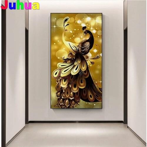 Abstract golden Peacock Full Square/Round 5D Diamond Painting animal Diamond Embroidery Mosaic full decor Diamond stitch Art