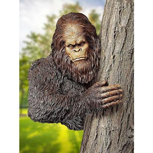 Bigfoot The Bashful Tree Figurine 3D Resin Statue Tree Garden Ornament Outdoor Sculpture Decor Home Decoration Art Crafts