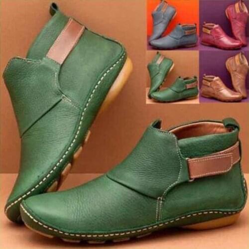 PU Leather Ankle Boots for Women Autumn Winter Cross Strips Vintage Women Punk Boots Shoes Ladies Flat Women Boots Woman