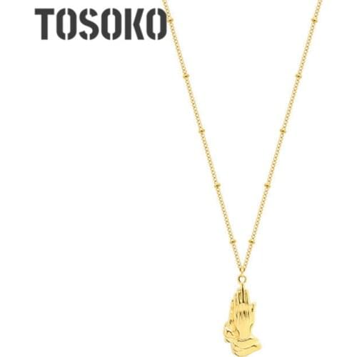 TOSOKO Stainless Steel Jewelry Hands In Ten Necklaces Female Hip Hop Clavicle Chain BSP816