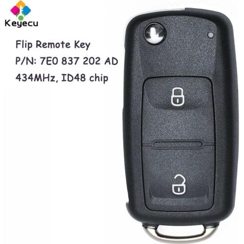 KEYECU Flip Remote Car Key With 2 Buttons 434MHz ID48 Chip - FOB for Volkswagen Amarok Transporter 2011 2012 2013 2014 2015 2016