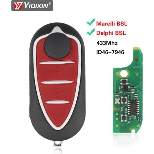 YIQIXIN Red For Alfa Romeo Mito Giulietta 159 GTA 147 155 166 Delphi Marelli 4C Remote Car Key 433Mhz ID46-7946 Flip 2010-2016