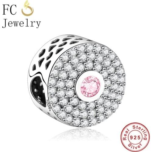 FC Jewelry Fit Original Brand Charms Bracelet 925 Sterling Silver Round Herat Mixed Zirconia Breloque Kralen Beads Berloque