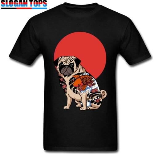T-shirt Men YAKUZA PUG T Shirts Japan Style Tshirt Mens Tshirts Hipster Tops Unique Students Tees Cotton Clothes Plus Size
