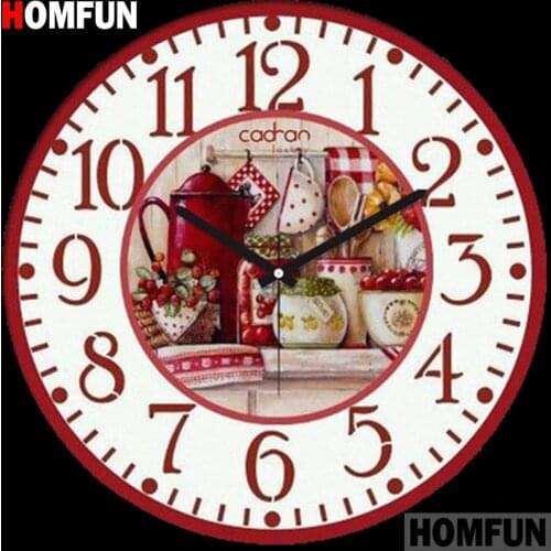 HOMFUN Full Square/Round Drill 5D DIY Diamond Painting "Fruit basket clock" 3D Diamond Embroidery Cross Stitch Home Decor A21384